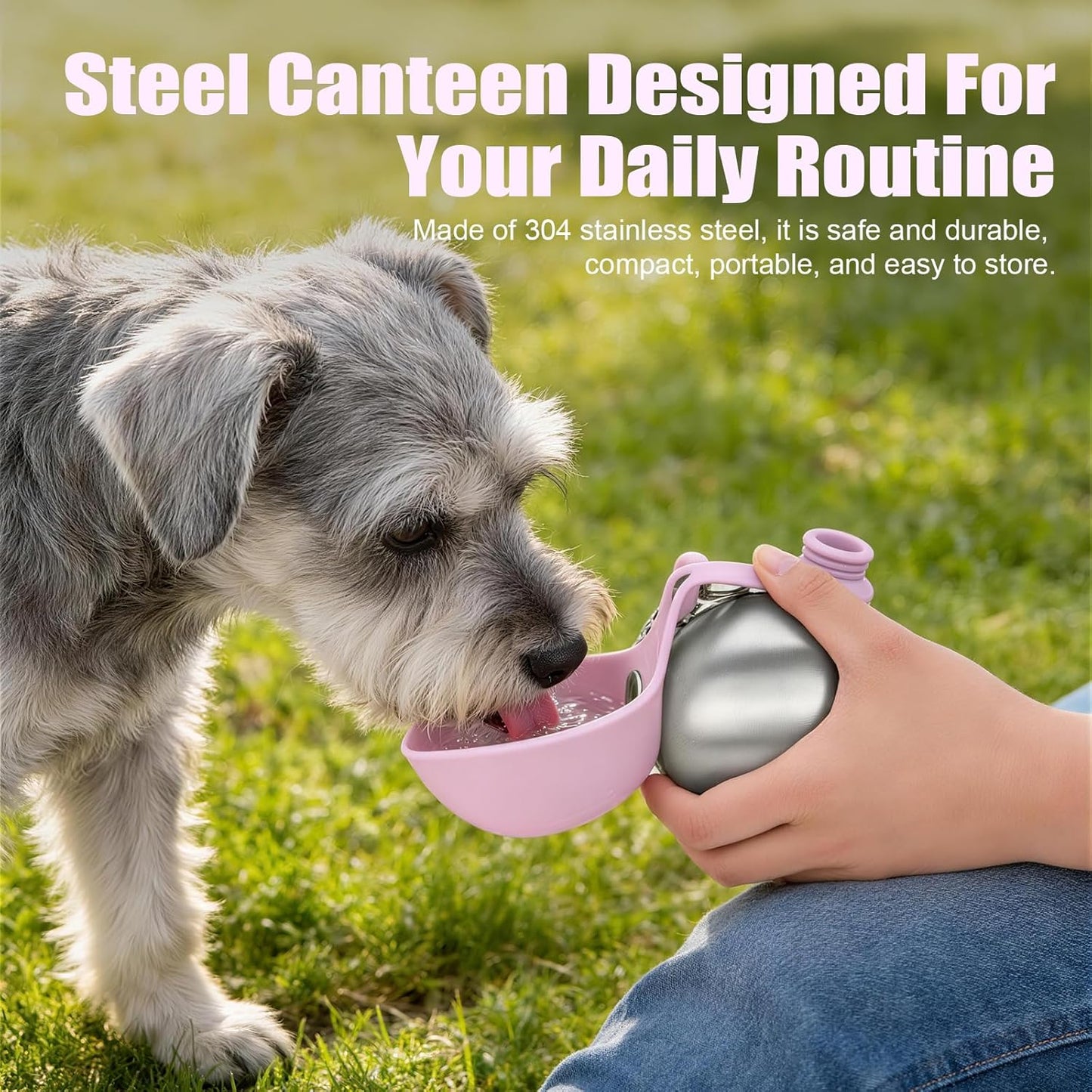 Travel-Friendly Stainless Steel Dog Water Bottle Bowl