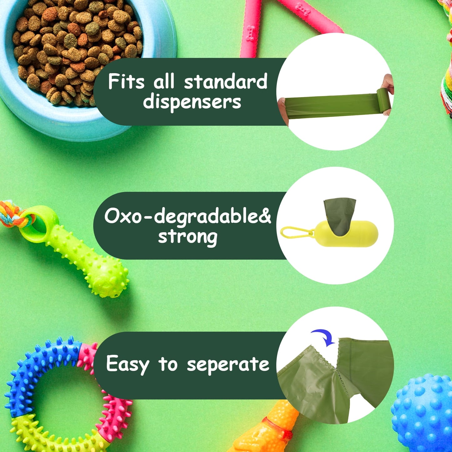 Eco-Friendly Dog Poop Bags - 300 Biodegradable Rolls with Lavender Scent, Leak-Proof and Extra Strong for All Dog Sizes