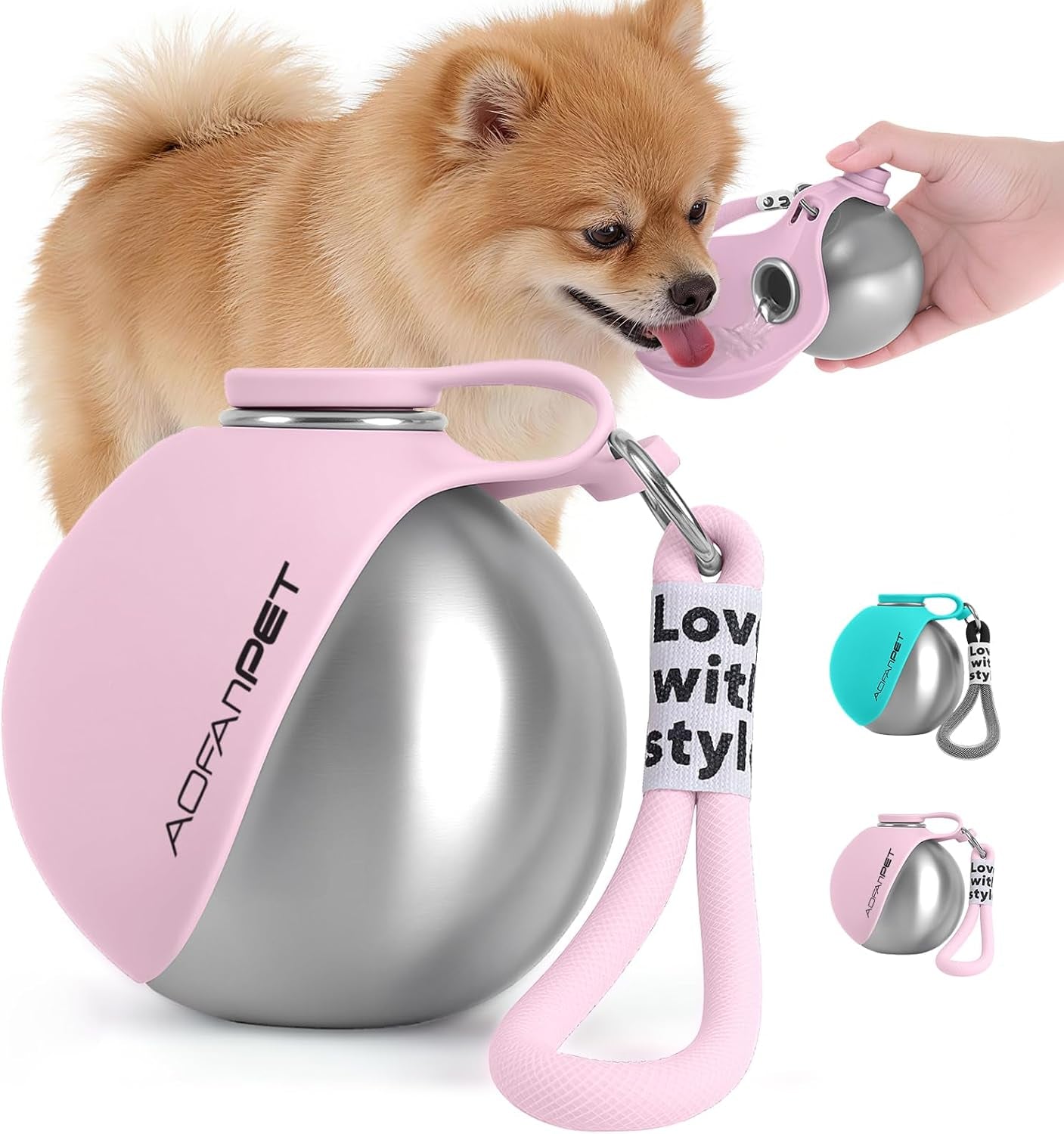 Travel-Friendly Stainless Steel Dog Water Bottle Bowl