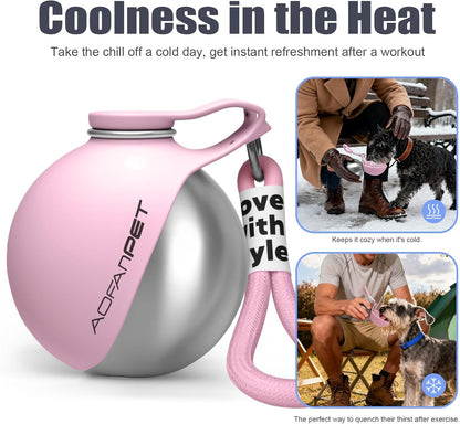 Travel-Friendly Stainless Steel Dog Water Bottle Bowl