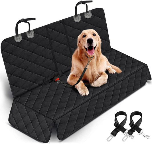 Premium Waterproof Dog Car Seat Cover - Non-Slip Back Seat Protector with Adjustable Seat Belts for Cars, SUVs, and Trucks - Ideal for Pet Owners and Families - Black