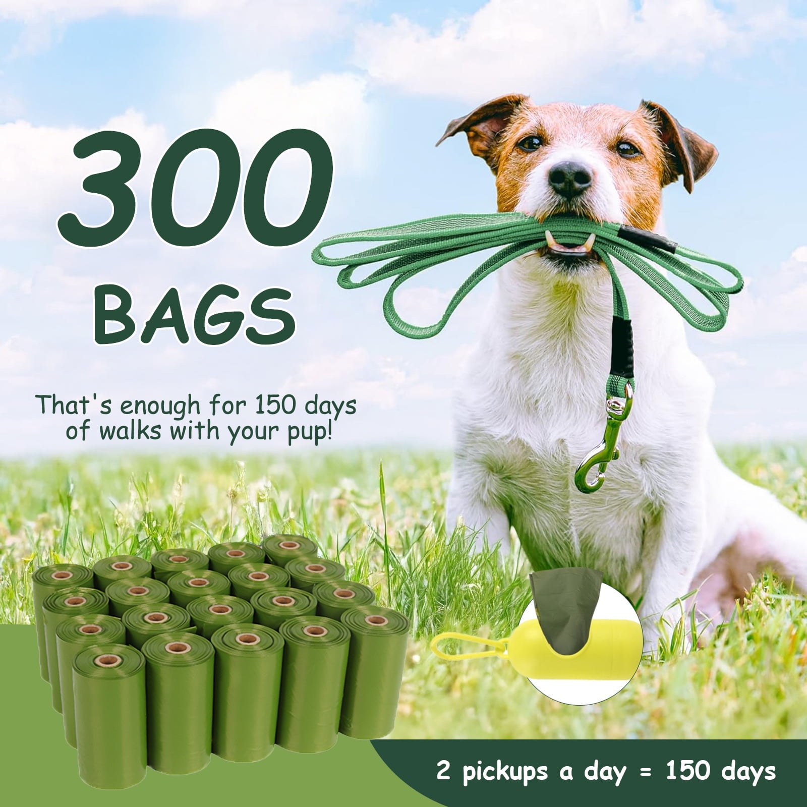 Eco-Friendly Dog Poop Bags - 300 Biodegradable Rolls with Lavender Scent, Leak-Proof and Extra Strong for All Dog Sizes